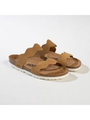 BACKSUN Skórzane klapki "Sechura" w kolorze jasnobrązowym rozmiar: 36. Brązowe klapki Backsun, bez wzorów, ze skóry, z otwartym noskiem, bez obcasa. Za 130.99 zł.