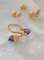 Luja Bijoux Pozłacany pierścionek z ametystami rozmiar: onesize. Różowe pierścionki Luja Bijoux, z ametystem, pozłacane. Za 70.41 zł.