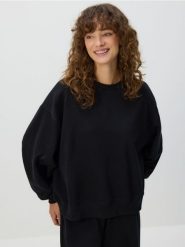 Bawełniana bluza - czarny. Czarne bluzy Reserved, l, bez wzorów, z bawełny, bez kaptura. Za 89.99 zł.
