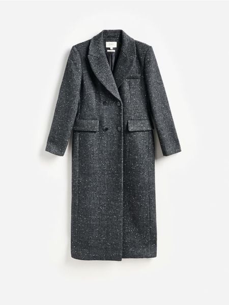 Płaszcz z dodatkiem wełny - szary. Szare płaszcze Reserved, l, bez wzorów, z tkaniny, bez kaptura. Za 599.99 zł.