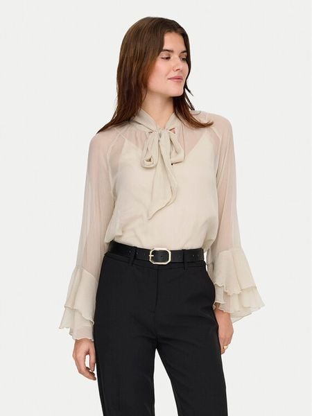 ONLY Bluzka Peninna 15367241 Beżowy Regular Fit. Brązowe bluzki Only, m, bez wzorów, z syntetyku, bez kołnierzyka, bez ramiączek. Za 65.99 zł.