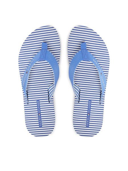Tommy Hilfiger Japonki Th Ithaca Stripe Summer Sandal FW0FW09192 Niebieski. Niebieskie klapki TOMMY HILFIGER, bez wzorów, z materiału, bez obcasa. Za 123.99 zł.