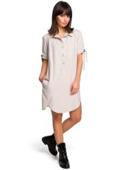 Be Wear Sukienka w kolorze beżowym rozmiar: XXL. Brązowe sukienki Be Wear, na co dzień, xxl, bez wzorów, bez kołnierzyka, bez ramiączek, mini, proste. Za 123.25 zł.