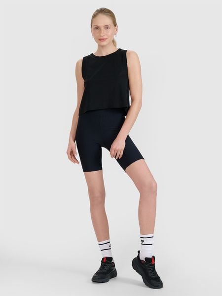 4F Legginsy krótkie dzianinowe damskie - czarne S. Czarne legginsy 4f, s, bez wzorów, z dzianiny, z podwyższonym stanem, krótkie. W wyprzedaży za 59.99 zł.