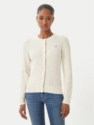 Tommy Hilfiger Kardigan WW0WW43329 Écru Regular Fit. Białe kardigany TOMMY HILFIGER, xs, bez wzorów, z bawełny. Za 649.99 zł.