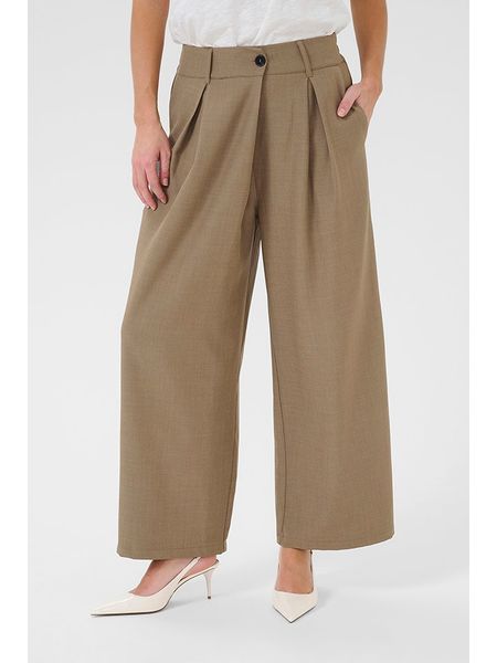 CULTURE Spodnie w kolorze szarobrązowym rozmiar: 42. Brązowe spodnie materiałowe Culture, bez wzorów, z materiału, z podwyższonym stanem. Za 122.38 zł.