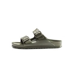 Klapki damskie Birkenstock Arizona Birkoflor. Zielone klapki Birkenstock, bez wzorów, z materiału, bez obcasa. Za 389.00 zł.