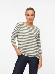 Vero Moda Koszulka w kolorze khaki rozmiar: S. Brązowe bluzki Vero Moda, s, bez wzorów, z materiału, bez kołnierzyka, bez ramiączek. Za 70.74 zł.