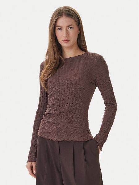 ONLY Bluzka Ella 15368469 Brązowy Slim Fit. Brązowe bluzki Only, m, bez wzorów, z bawełny, bez kołnierzyka, bez ramiączek. Za 82.99 zł.