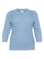 KAFFE curve Sweter w kolorze błękitnym rozmiar: L. Niebieskie swetry KAFFE curve, l, bez wzorów, z bawełny, bez ramiączek. Za 52.79 zł.