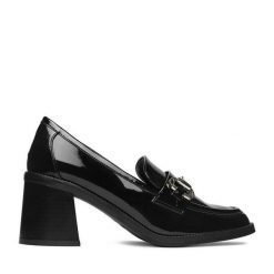 Półbuty JENNY. Czarne czółenka Jenny, bez wzorów, bez obcasa, na obcasie, bez zapięcia. Za 149.99 zł.