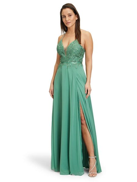 Vera Mont Sukienka w kolorze jasnozielonym rozmiar: 36. Zielone sukienki Vera Mont, bez wzorów, z koronki, bez kołnierzyka, bez ramiączek, maxi. Za 279.78 zł.