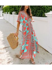 LA Angels Sukienka w kolorze turkusowo-czerwonym rozmiar: S. Czerwone sukienki LA Angels, na imprezę, s, bez wzorów, bez kołnierzyka, bez ramiączek, maxi. Za 198.95 zł.