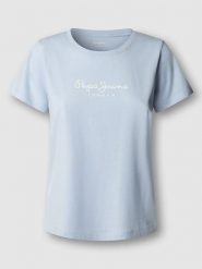 Pepe Jeans Koszulka "Mae" w kolorze błękitnym rozmiar: S. Niebieskie bluzki Pepe Jeans, s, bez wzorów, z bawełny, bez kołnierzyka, bez ramiączek. Za 78.99 zł.