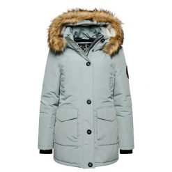 Parka z kapturem z syntetycznym futrem damska Superdry Everest. Szare parki Superdry, z syntetyku, eleganckie, z kapturem. W wyprzedaży za 521.35 zł.