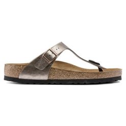 Birkenstock Gizeh BF Graceful Taupe Japonki damskie. Brązowe klapki Birkenstock, bez wzorów, z jeansu, bez obcasa. Za 369.99 zł.