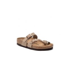 Klapki unisex Birkenstock Mayari Tobacco. Brązowe klapki Birkenstock, bez wzorów, z materiału, bez obcasa. Za 779.00 zł.