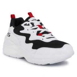 Skechers 33122 WBKR Biały. Białe obuwie sportowe Skechers, ze skóry ekologicznej, bez zapięcia. Za 239.99 zł.