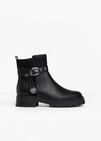 Sztyblety Esprit. Czarne botki bonprix, bez wzorów, bez obcasa, bez zapięcia. Za 299.99 zł.