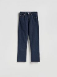 Jeansy straight leg - zielony. Zielone jeansy Reserved, bez wzorów. Za 129.99 zł.