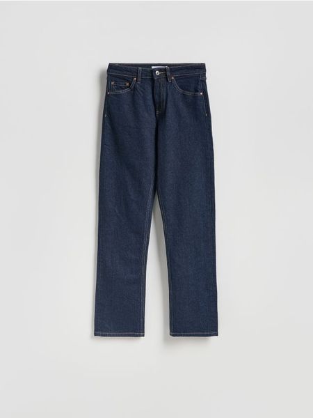 Jeansy straight - zielony. Zielone jeansy Reserved, bez wzorów. Za 129.99 zł.