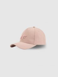 4F Czapka z daszkiem strapback damska - różowa XS/S (56cm). Czerwone czapki 4f, bez wzorów, z bawełny, sportowe. Za 59.99 zł.