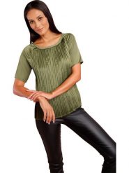 Heine Bluzka w kolorze khaki rozmiar: 50. Brązowe bluzki Heine, bez wzorów, bez kołnierzyka, bez ramiączek. Za 86.99 zł.