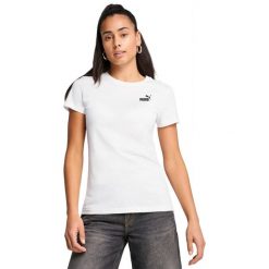 Koszulka Puma Ess Small No. 1 Logo Tee, Kobiety. Białe koszulki sportowe Puma, bez wzorów, z bawełny, bez ramiączek. Za 69.99 zł.