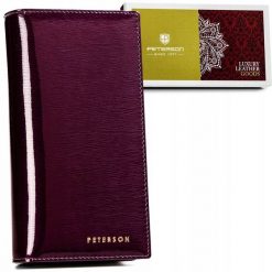 Portfel skórzany Peterson PTN 421431-SH fioletowy. Fioletowe portfele Peterson, bez wzorów, ze skóry. Za 149.99 zł.