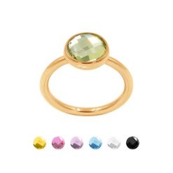 Pierścionek z zielonym kryształem pozłacany. Zielone pierścionki Lilou, pozłacane. Za 159.00 zł.