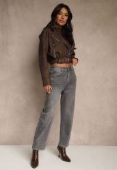 Szare Jeansy Mom Fit High Waist Ralineva. Szare jeansy Renee, l, bez wzorów, z podwyższonym stanem. Za 109.99 zł.
