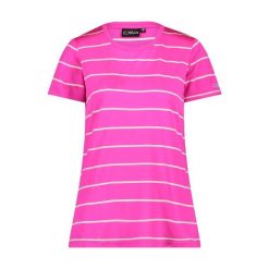 Koszulka w paski z okrągłym dekoltem damska CMP. Fioletowe bluzki CMP, bez wzorów, sportowe, bez kołnierzyka, bez ramiączek. Za 131.70 zł.