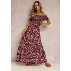 Czerwono-Czarna Sukienka z Wiskozy Tariya. Czerwone sukienki Renee, m, z aplikacjami, z wiskozy, boho, bez kołnierzyka, bez ramiączek, maxi. Za 49.99 zł.
