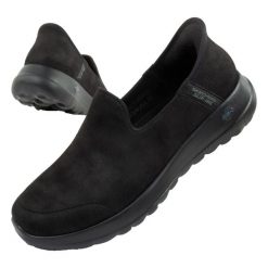 Buty sportowe damskie Skechers Go Walk Joy Slip-ins. Czarne obuwie sportowe Skechers, z materiału, bez zapięcia, trekkingowe, Skechers Sport. Za 239.00 zł.