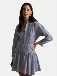 Polo Ralph Lauren Sukienka koszulowa 211B22754001 Granatowy Regular Fit. Niebieskie sukienki Polo Ralph Lauren, bez wzorów, z bawełny, bez kołnierzyka, bez ramiączek, koszulowe. Za 1,069.00 zł.