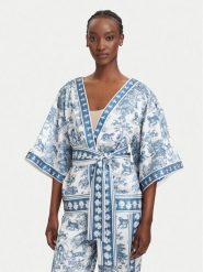 Fracomina Bluzka FS26SJ3008W459K5 Niebieski Regular Fit. Niebieskie bluzki Fracomina, s, bez wzorów, z syntetyku, bez kołnierzyka, bez ramiączek. Za 659.99 zł.