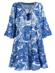 BLE Sukienka w kolorze niebieskim rozmiar: M/L. Niebieskie sukienki BLE, l, bez wzorów, z bawełny, bez kołnierzyka, bez ramiączek, mini, rozkloszowane. Za 90.45 zł.