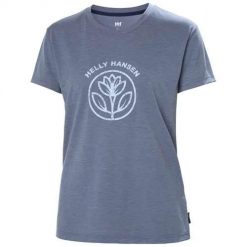 Koszulka sportowa damska Helly Hansen W Skog Recycled Graphic Tee. Niebieskie koszulki sportowe Helly Hansen, bez wzorów, z poliesteru, bez ramiączek, trekkingowe. Za 275.00 zł.