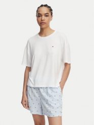 Tommy Hilfiger Piżama UW0UW06328 Biały Regular Fit. Białe piżamy TOMMY HILFIGER, bez wzorów, z wiskozy, bez ramiączek. Za 329.99 zł.