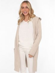 Zwillingsherz Kardigan "Janina" w kolorze beżowym rozmiar: S/M. Brązowe kardigany Zwillingsherz, m, bez wzorów. Za 208.99 zł.