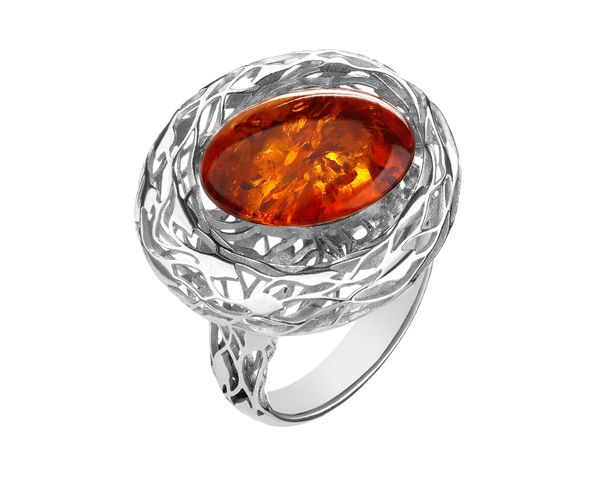 Pierścionek srebrny z bursztynem. Szare pierścionki Apart, z bursztynem, srebrne. Za 499.00 zł.