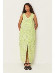 SKFK Sukienka "Gabriela" w kolorze jasnozielono-białym rozmiar: 40. Zielone sukienki SKFK, bez wzorów, z bawełny, bez kołnierzyka, bez ramiączek, maxi. Za 347.99 zł.