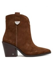 Pepe Jeans Kowbojki Gina City W PLS500013 Brązowy. Brązowe botki Pepe Jeans, bez wzorów, z jeansu, bez obcasa, na słupku, bez zapięcia. Za 619.99 zł.