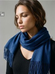 Szalik z frędzlami - niebieski. Niebieskie szaliki Sinsay, bez wzorów. Za 15.99 zł.