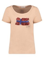 Geographical Norway Koszulka "Jarbara" w kolorze jasnoróżowym rozmiar: L. Różowe bluzki Geographical Norway, l, bez wzorów, bez kołnierzyka, bez ramiączek. Za 35.35 zł.