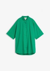 Bluzka z czystej bawełny organicznej. Zielone bluzki bonprix, bez wzorów, z bawełny, bez kołnierzyka, bez ramiączek. Za 59.99 zł.
