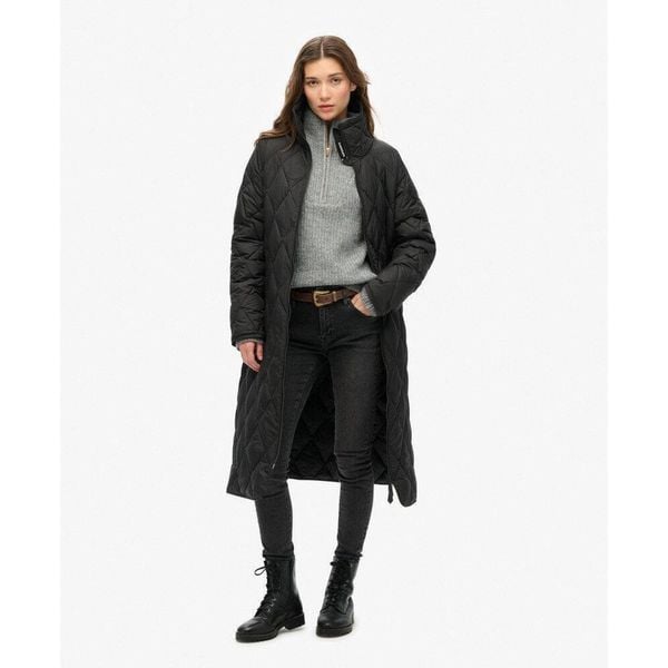 Długi Płaszcz Superdry. Czarne płaszcze Superdry, bez wzorów, z materiału, bez kaptura. W wyprzedaży za 436.50 zł.