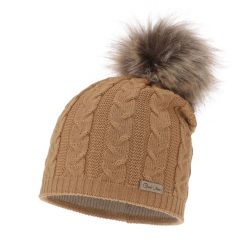 Czapka Damska z Wełny Merino Bafi - Kamelowa. Czapki Molly, bez wzorów, z materiału. Za 59.00 zł.