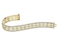 Bransoletka z żółtego złota z diamentami - rozety - 18 cm - 1,053 ct - próba 585. Żółte bransoletki Apart, z diamentem, złote. Za 21,990.00 zł.