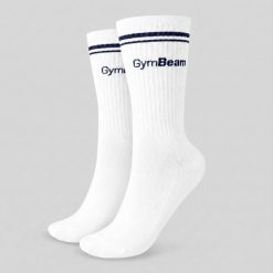 Skarpety unisex fitness 3/4 białe Crew. Białe skarpety GYMBEAM, z aplikacjami, z bawełny. Za 17.90 zł.